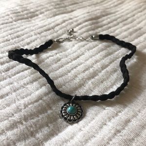 Black Leather and Turquoise Choker